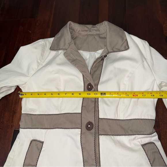 Boden Cotton Trench Coat Women’s Size 14 Cream And Taupe - Picture 6 of 7